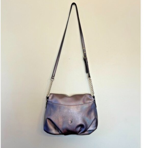 Juicy Couture Iridescent Fold Over Zip Flap Crossbody Metallic Gray - Picture 2 of 16